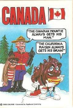1988 Zoot The California Raisins World Tour #3 Canada Front