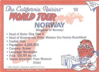 1988 Zoot The California Raisins World Tour #18 Norway Back