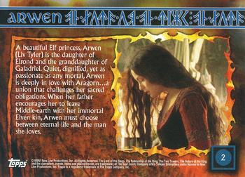 2006 Topps Lord of the Rings Evolution #2 Arwen Back