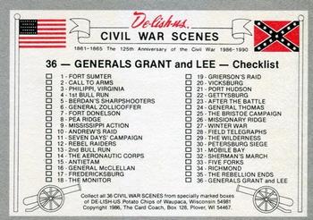 1986 De-lish-us Civil War Scenes 125th Anniversary #36 Checklist Back