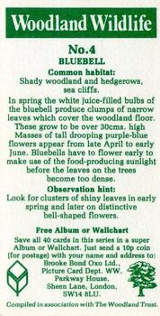 1980 Brooke Bond Woodland Wildlife #4 Bluebell Back