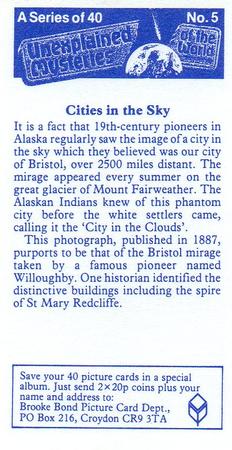 1987 Brooke Bond Unexplained Mysteries of the World #5 Cities in the Sky Back