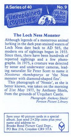 1987 Brooke Bond Unexplained Mysteries of the World #9 The Loch Ness Monster Back