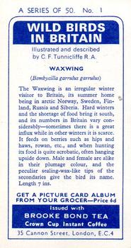 1965 Brooke Bond Wild Birds in Britain #1 Waxwing Back