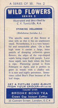 1964 Brooke Bond Wild Flowers Series 3 #2 Stinking Hellebore Back