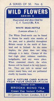 1964 Brooke Bond Wild Flowers Series 3 #6 White Dead-Nettle Back