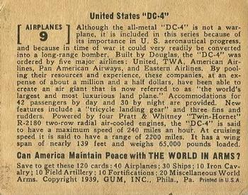 1939 Gum Inc. World In Arms (R173) #Airplanes 9 United States 