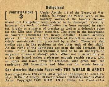 1939 Gum Inc. World In Arms (R173) #Fortifications 3 Heligoland Back