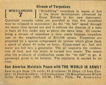 1939 Gum Inc. World In Arms (R173) #Miscellaneous 7 Stream of Torpedoes Back
