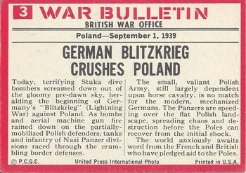 1965 Philadelphia Gum War Bulletin #3 Terror In The Sky Back