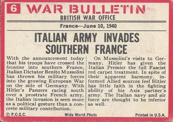 1965 Philadelphia Gum War Bulletin #6 The War-Makers Back
