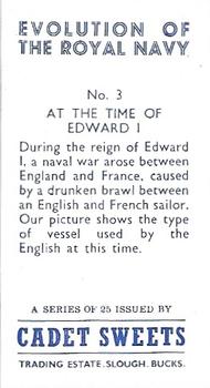 1959 Cadet Sweets Evolution of the Royal Navy #3 At the Time of Edward I Back
