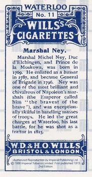 1990 Imperial 1915 Wills's Waterloo (reprint) #11 Marshal Ney Back