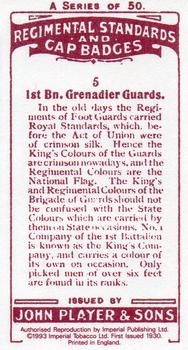 1993 Imperial Publishing Ltd Regimental Standards and Cap Badges #5 1st Bn. Grenadier Guards Back