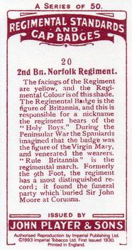 1993 Imperial Publishing Ltd Regimental Standards and Cap Badges #20 2nd Bn. Norfolk Regiment Back