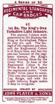 1993 Imperial Publishing Ltd Regimental Standards and Cap Badges #40 1st Bn. The King's Own Yorkshire Light Infantry Back