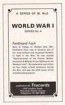 1970 Trucards World War 1 #2 Ferdinand Foch Back