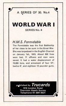 1970 Trucards World War 1 #4 H.M.S. Formidable Back