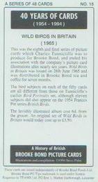 1994 Brooke Bond 40 Years of Cards (Black Back) #15 Wild Birds in Britain Back