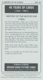 1994 Brooke Bond 40 Years of Cards (Black Back) #20 History of the Motor Car Back
