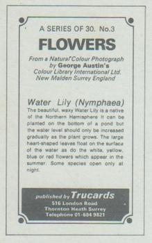 1970 Trucards Flowers #3 Water Lily Back