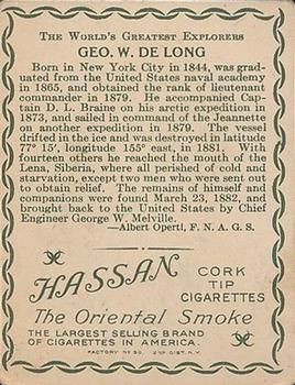 1910 Hassan The World's Greatest Explorers (T118) #NNO George W. De Long Back
