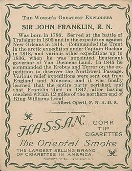 1910 Hassan The World's Greatest Explorers (T118) #NNO Sir John Franklin Back