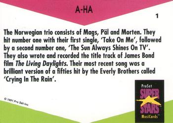 1991 Pro Set SuperStars MusiCards (UK Edition) #1 A-Ha Back