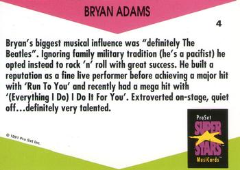 1991 Pro Set SuperStars MusiCards (UK Edition) #4 Bryan Adams Back