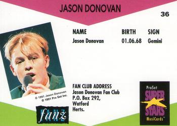 1991 Pro Set SuperStars MusiCards (UK Edition) #36 Jason Donovan Back