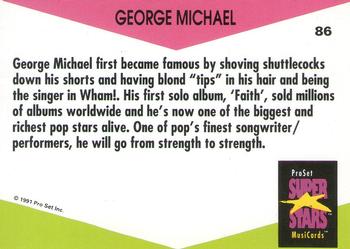1991 Pro Set SuperStars MusiCards (UK Edition) #86 George Michael Back