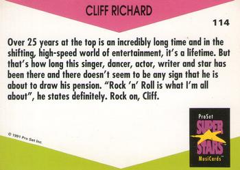 1991 Pro Set SuperStars MusiCards (UK Edition) #114 Cliff Richard Back