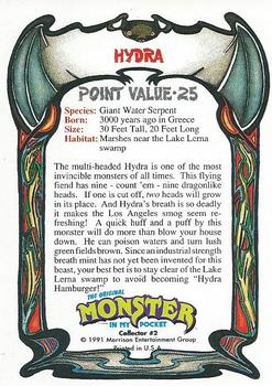 1991 Topps Monster in My Pocket (US Edition) #2 Hydra Back