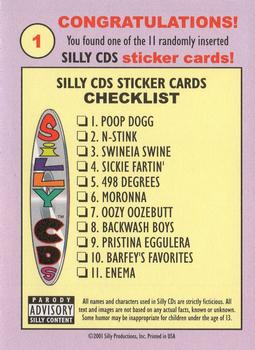2001 Silly Productions Silly CD's - Stickers #1 Poop Dogg Back