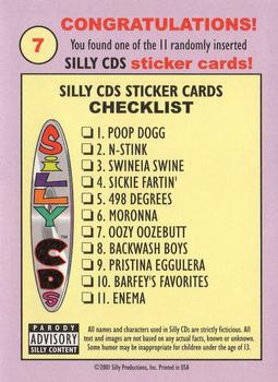 2001 Silly Productions Silly CD's - Stickers #7 Oozy Oozebutt Back