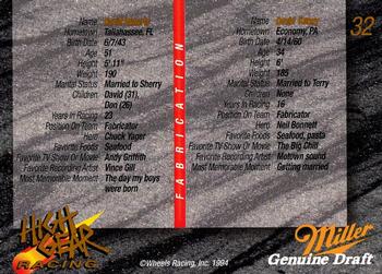 1994 Wheels High Gear Power Pack Team Set Miller Genuine Draft - Gold #32 David Kenny/Dave Roberts Back