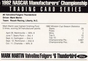 1992 Ford Motorsports NASCAR Manufacturers' Championship #NNO Mark Martin Back