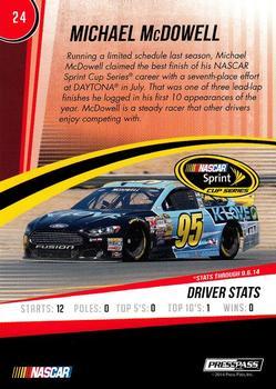 2015 Press Pass Cup Chase - Purple #24 Michael McDowell Back