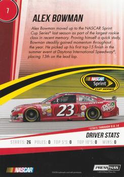 2015 Press Pass Cup Chase - Red #7 Alex Bowman Back