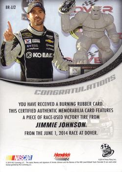 2015 Press Pass Cup Chase - Burning Rubber #BR-JJ2 Jimmie Johnson Back