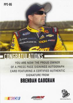 2015 Press Pass Cup Chase - Press Pass Signings #PPS-BG Brendan Gaughan Back
