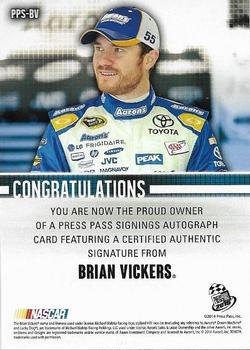 2015 Press Pass Cup Chase - Press Pass Signings Blue #PPS-BV Brian Vickers Back