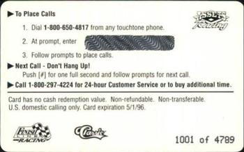 1995 Assets - $2 Phone Cards #NNO Brett Bodine Back