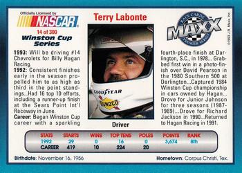 1993 Maxx Premier Series #14 Terry Labonte Back
