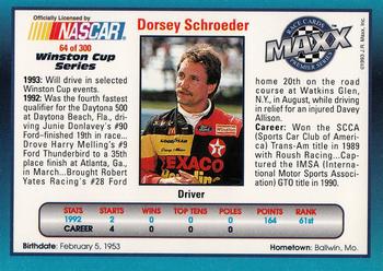 1993 Maxx Premier Series #64 Dorsey Schroeder Back