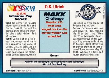 1993 Maxx Premier Series #120 D.K. Ulrich Back
