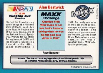 1993 Maxx Premier Series #217 Allen Bestwick Back