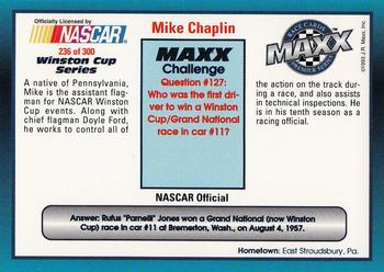 1993 Maxx Premier Series #236 Mike Chaplin Back