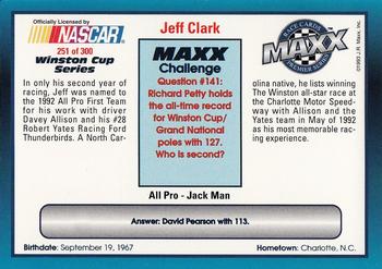 1993 Maxx Premier Series #251 Jeff Clark Back