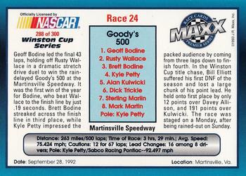 1993 Maxx Premier Series #288 Race 24 - Martinsville Back